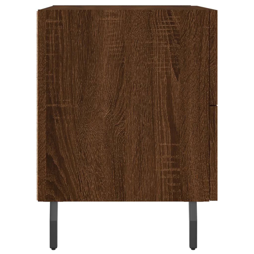 Brown Oak Bedside Cabinets Set - Engineered Wood, 40x35x47.5 cm