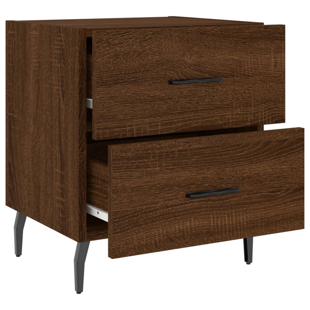Brown Oak Bedside Cabinets Set - Engineered Wood, 40x35x47.5 cm