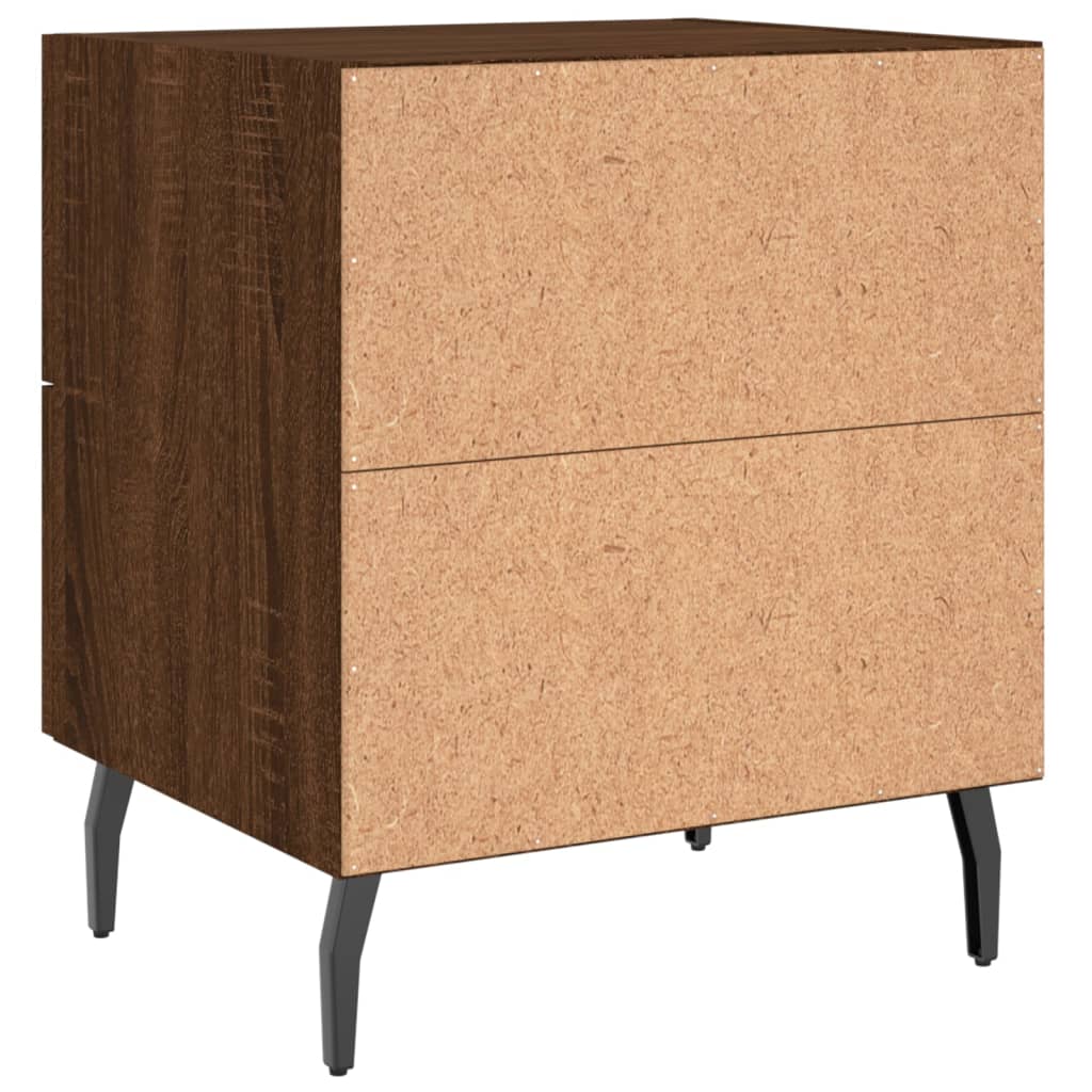 Brown Oak Bedside Cabinets Set - Engineered Wood, 40x35x47.5 cm