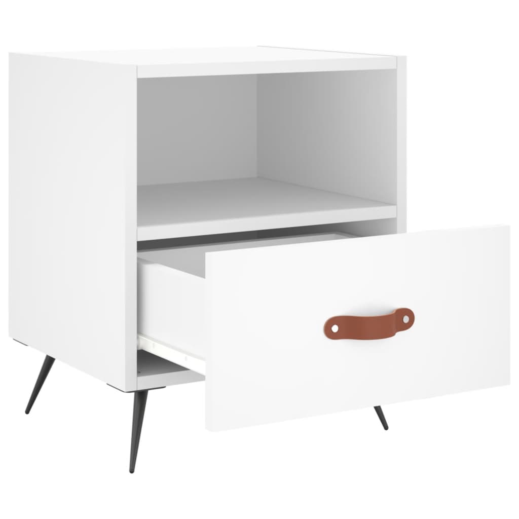White Engineered Wood Bedside Cabinet - 40x35x47.5 cm