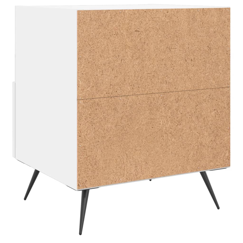 White Engineered Wood Bedside Cabinet - 40x35x47.5 cm