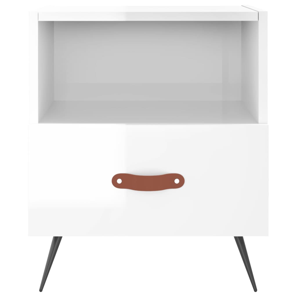 High Gloss White 2-Pc Bedside Cabinets - 40x35x47.5 cm Wood