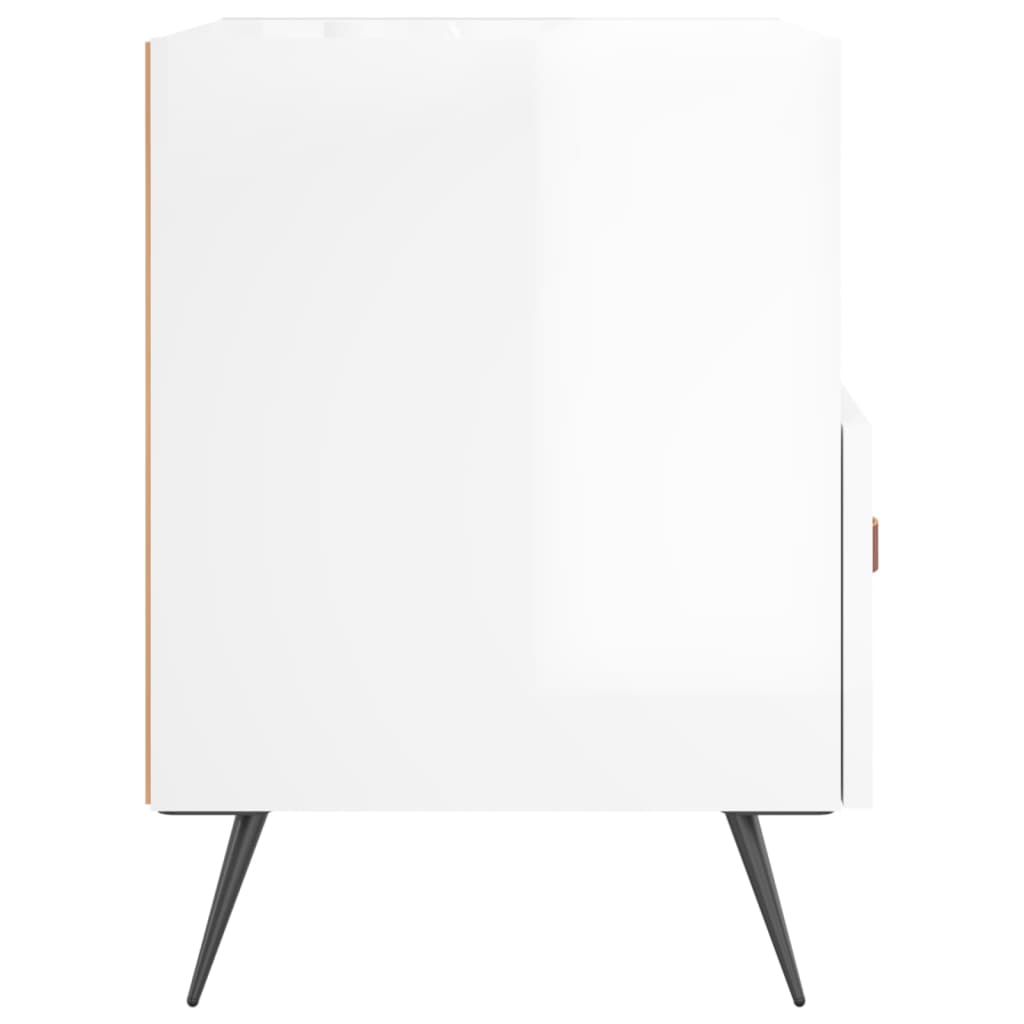 High Gloss White 2-Pc Bedside Cabinets - 40x35x47.5 cm Wood