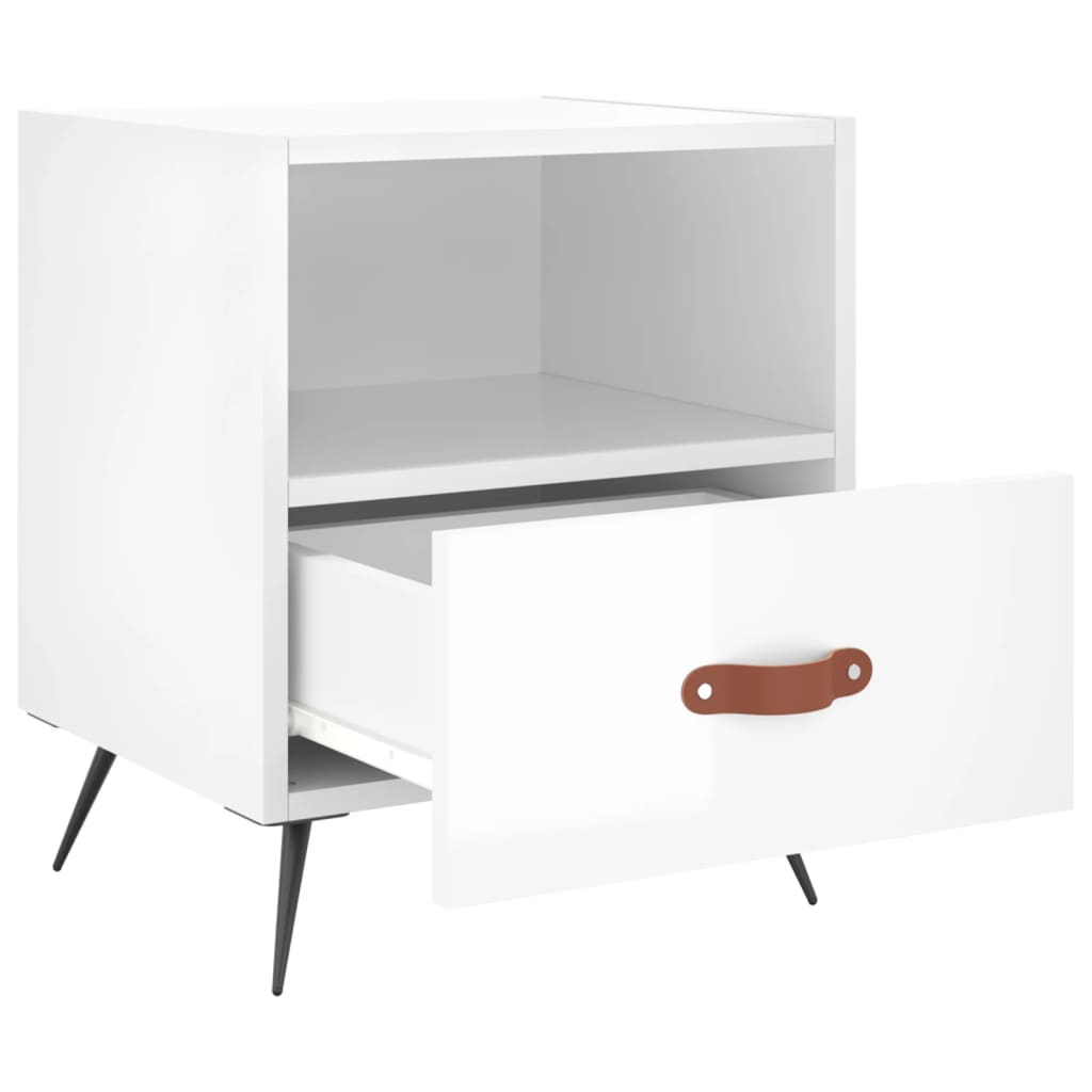 High Gloss White 2-Pc Bedside Cabinets - 40x35x47.5 cm Wood