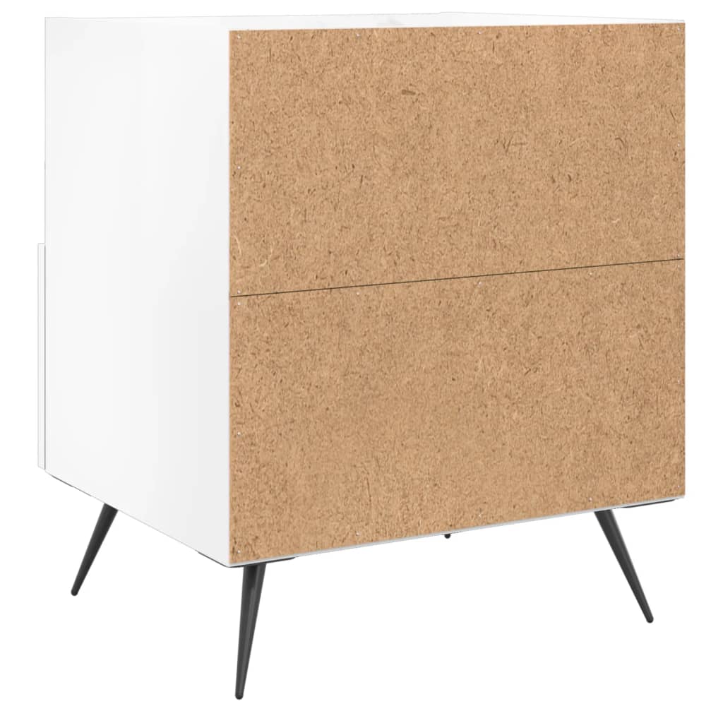 High Gloss White 2-Pc Bedside Cabinets - 40x35x47.5 cm Wood