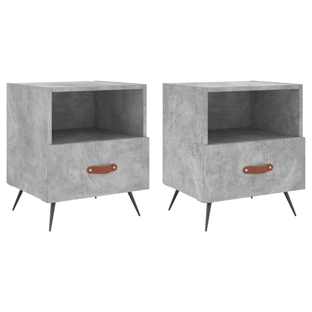 Concrete Grey Bedside Cabinets, 2pcs, Engineered Wood, 40x35x47.5 cm