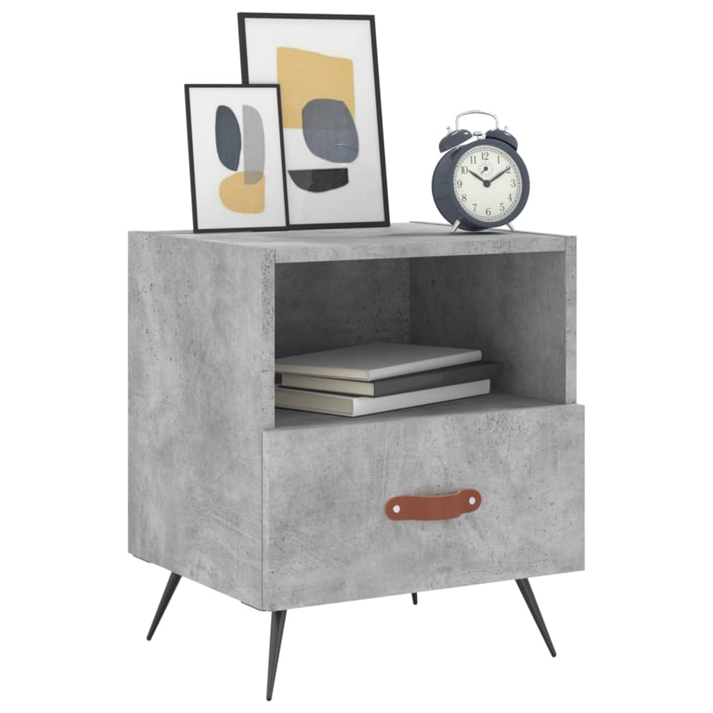 Concrete Grey Bedside Cabinets, 2pcs, Engineered Wood, 40x35x47.5 cm