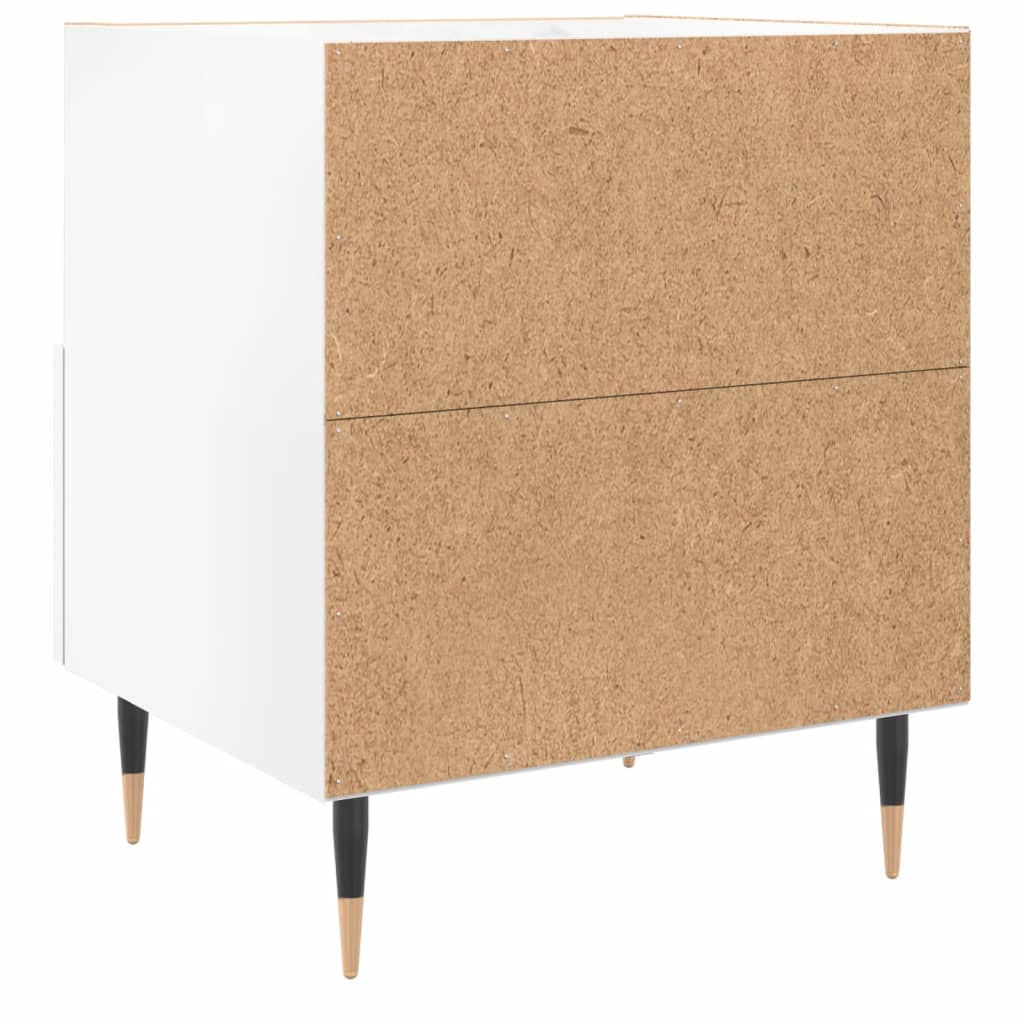 High Gloss White Bedside Cabinet, Engineered Wood, 40x35x47.5 cm