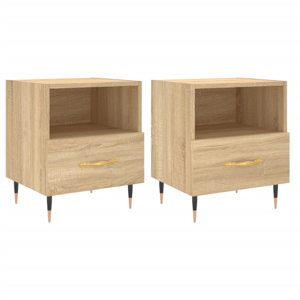 Set of 2 Sonoma Oak Bedside Cabinets 40x35x47.5 cm - Engineered Wood