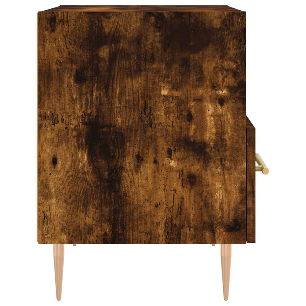 Smoked Oak Bedside Cabinet - 40x35x47.5 cm Engineered Wood