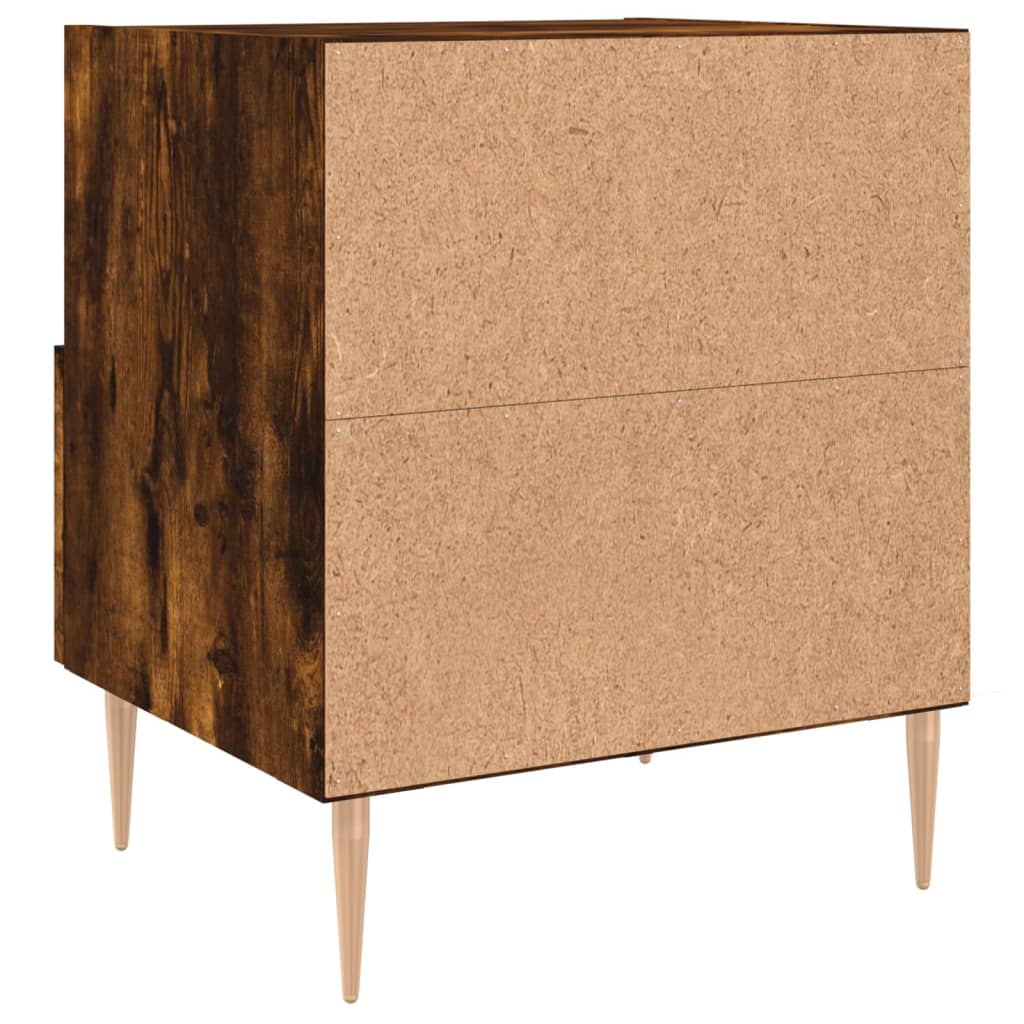 Smoked Oak Bedside Cabinet - 40x35x47.5 cm Engineered Wood