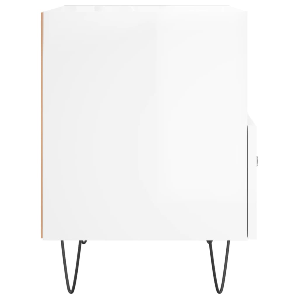 High Gloss White Bedside Cabinets Set - Engineered Wood, 40x35x47.5 cm