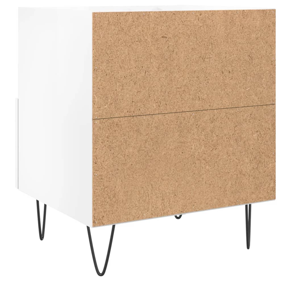 High Gloss White Bedside Cabinets Set - Engineered Wood, 40x35x47.5 cm