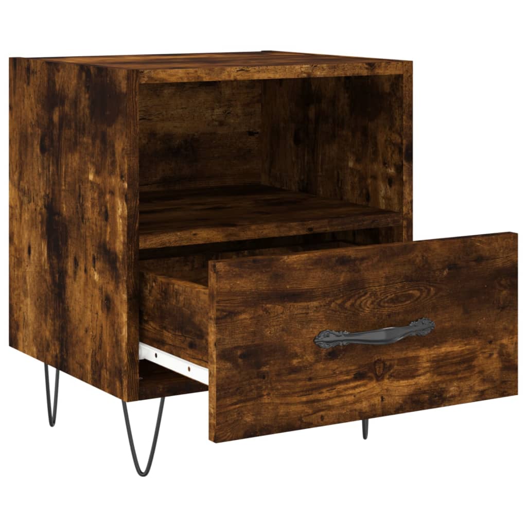 Smoked Oak Bedside Cabinets Set of 2 - 40x35x47.5 cm Engineered Wood