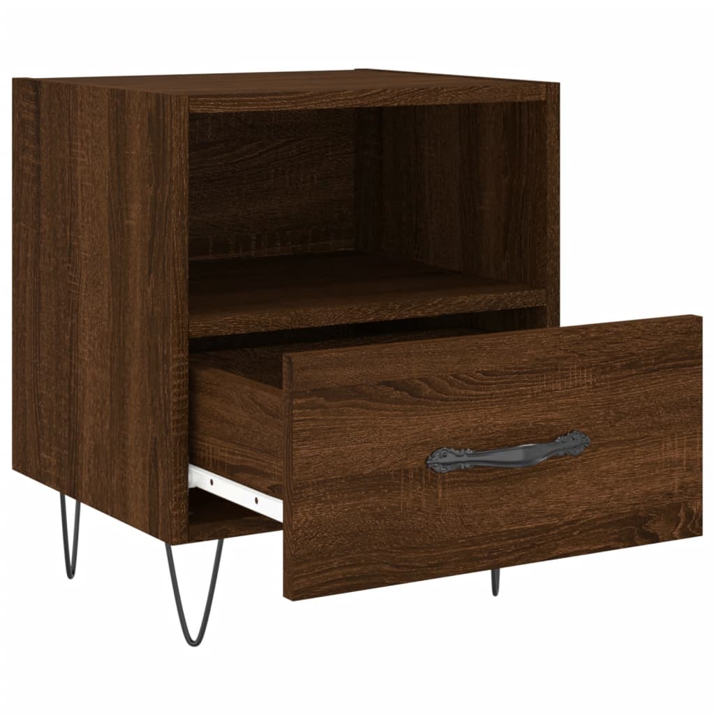 Brown Oak Bedside Cabinets Set of 2 - 40x35x47.5 cm Engineered Wood