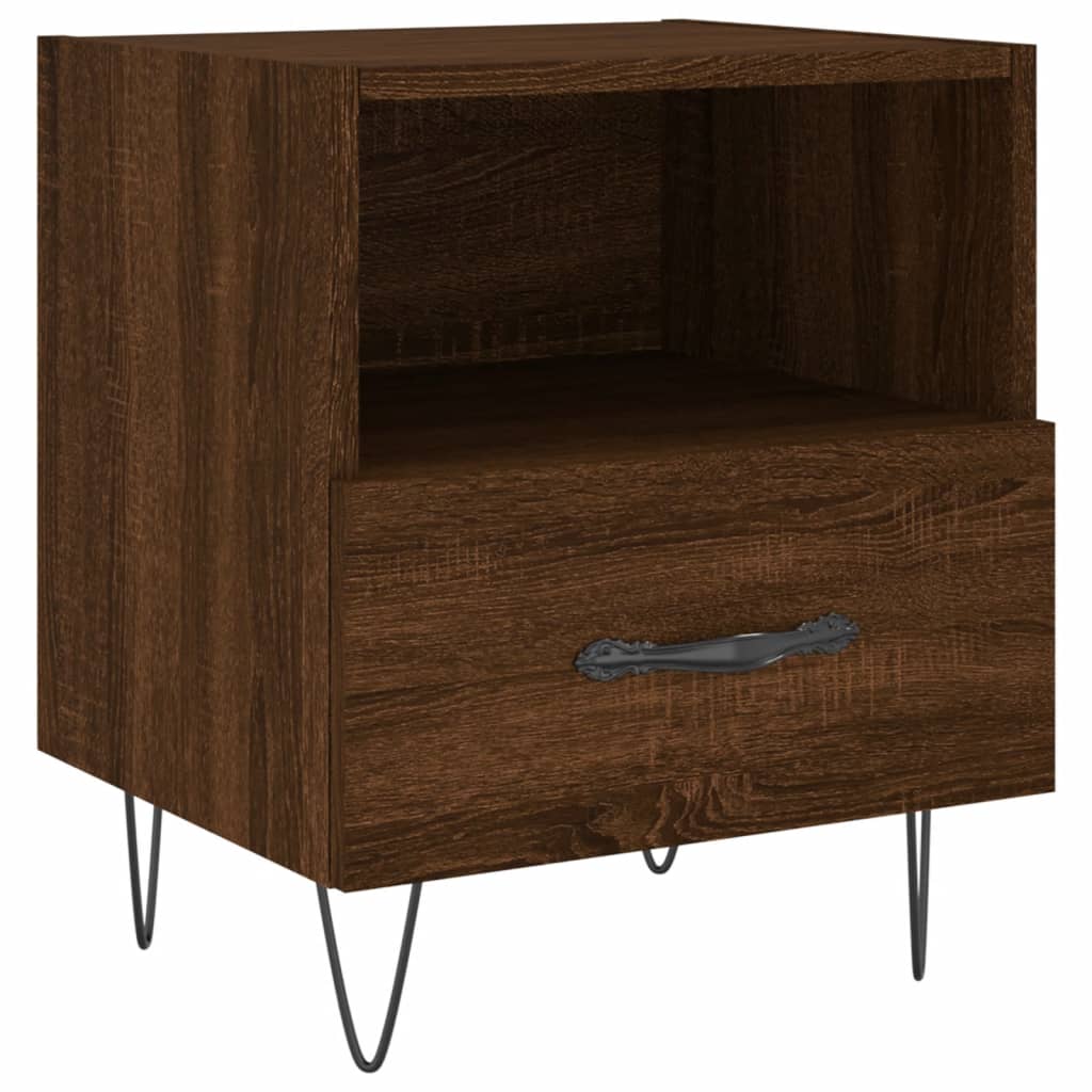 Brown Oak Bedside Cabinets Set of 2 - 40x35x47.5 cm Engineered Wood