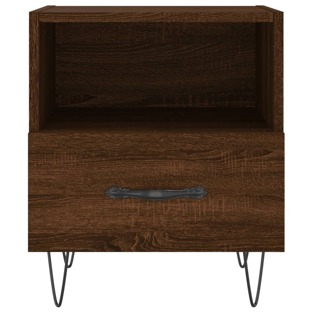 Brown Oak Bedside Cabinets Set of 2 - 40x35x47.5 cm Engineered Wood