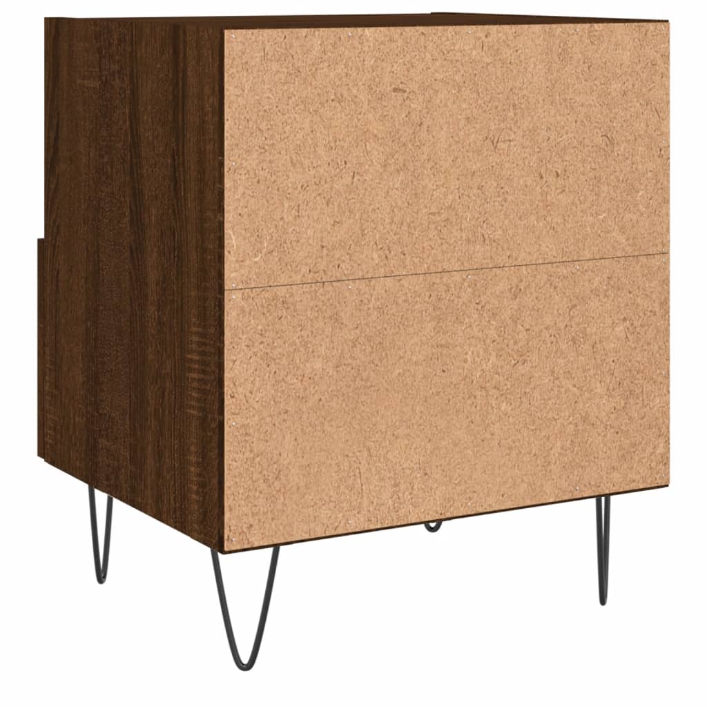 Brown Oak Bedside Cabinets Set of 2 - 40x35x47.5 cm Engineered Wood