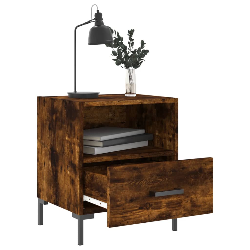 Set of 2 Smoked Oak Bedside Cabinets - Compact & Stylish Design