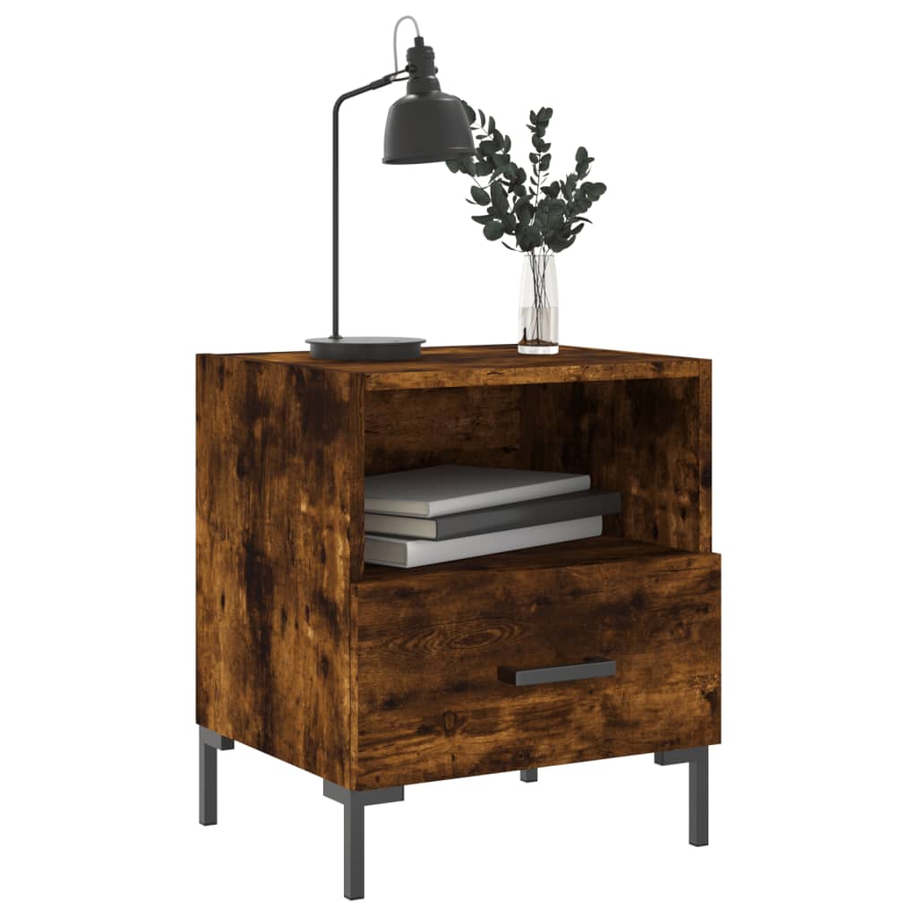 Set of 2 Smoked Oak Bedside Cabinets - Compact & Stylish Design
