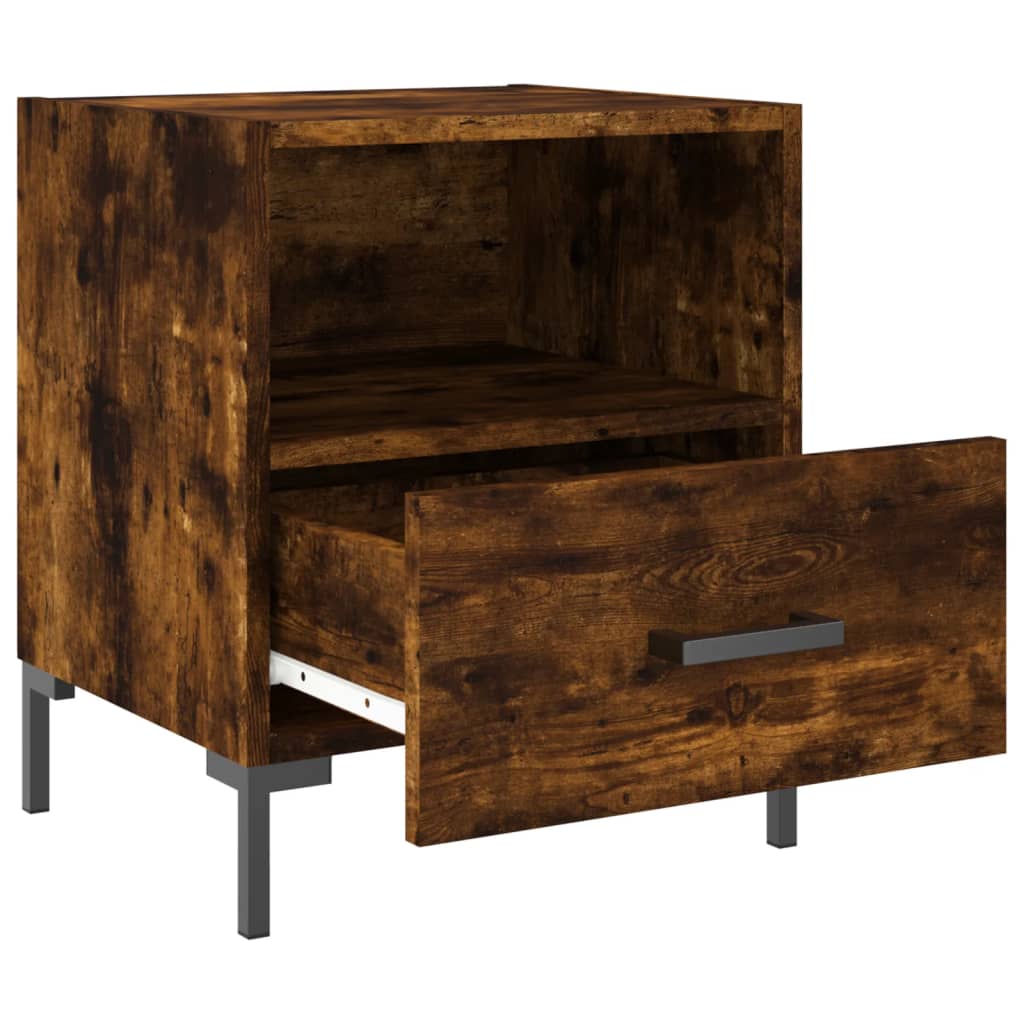 Set of 2 Smoked Oak Bedside Cabinets - Compact & Stylish Design