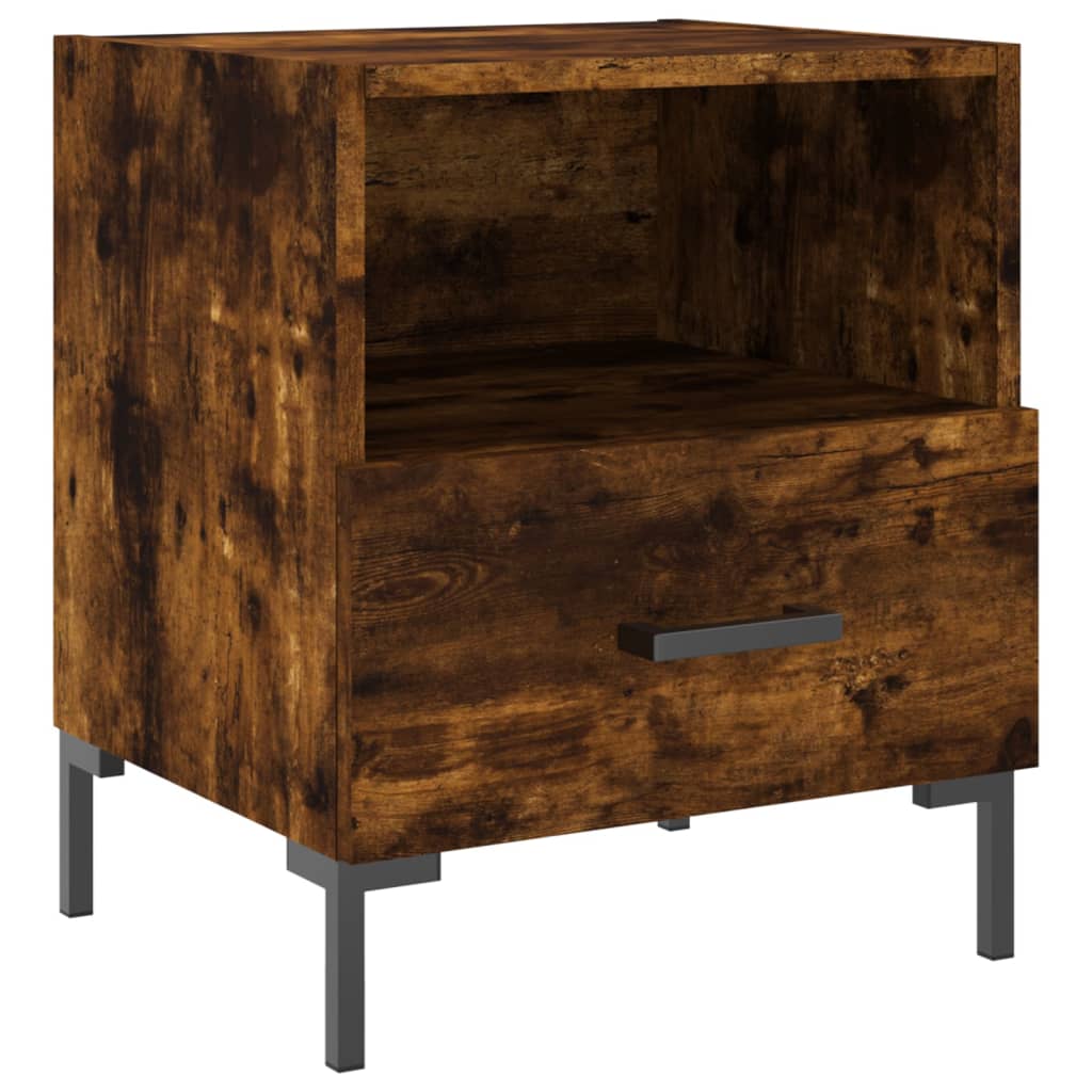 Set of 2 Smoked Oak Bedside Cabinets - Compact & Stylish Design