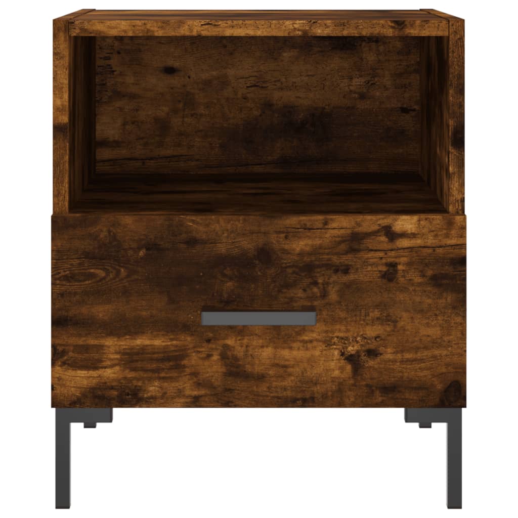 Set of 2 Smoked Oak Bedside Cabinets - Compact & Stylish Design