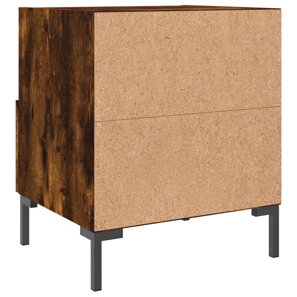 Set of 2 Smoked Oak Bedside Cabinets - Compact & Stylish Design