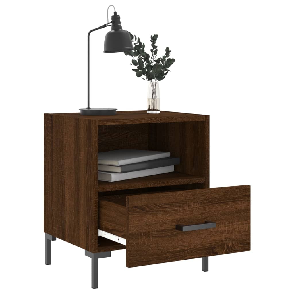Brown Oak Bedside Cabinets Set of 2 - 40x35x47.5 cm Engineered Wood
