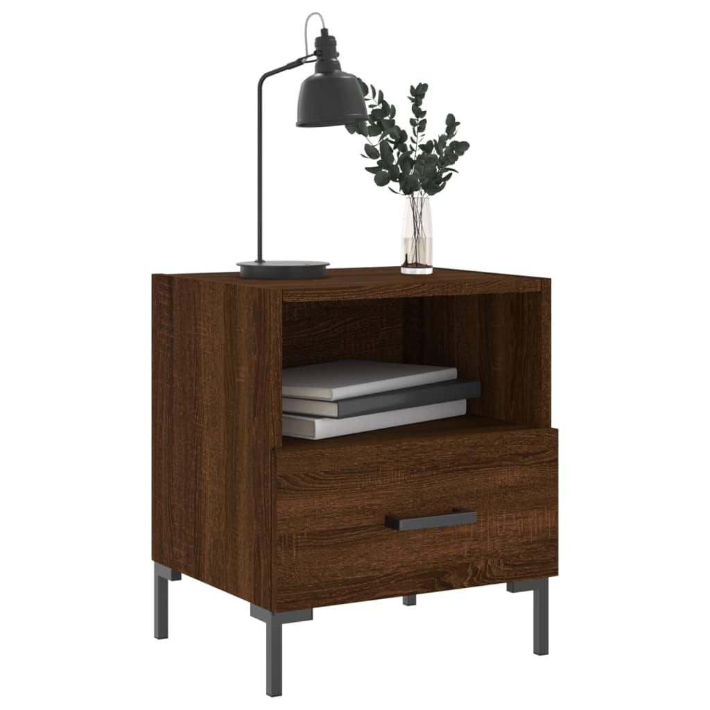 Brown Oak Bedside Cabinets Set of 2 - 40x35x47.5 cm Engineered Wood