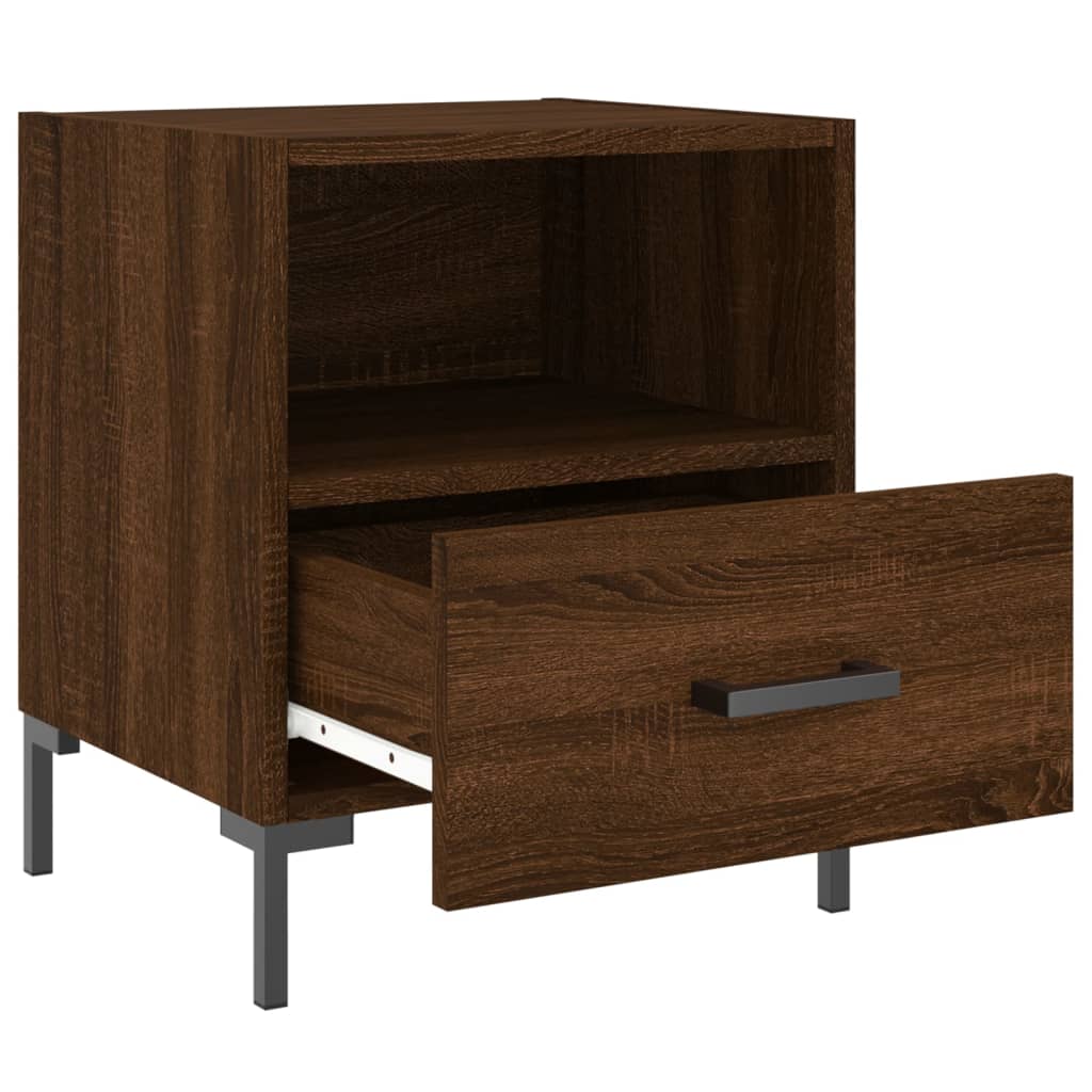 Brown Oak Bedside Cabinets Set of 2 - 40x35x47.5 cm Engineered Wood