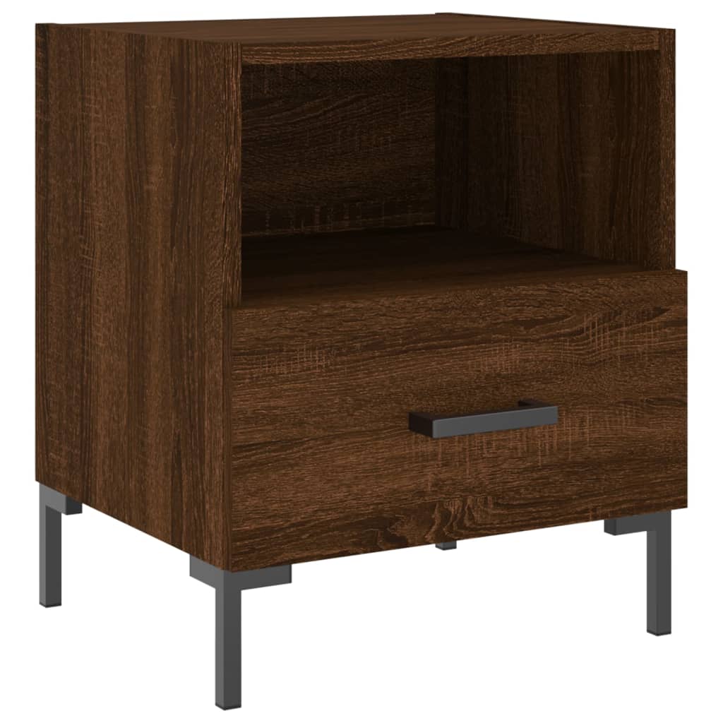 Brown Oak Bedside Cabinets Set of 2 - 40x35x47.5 cm Engineered Wood