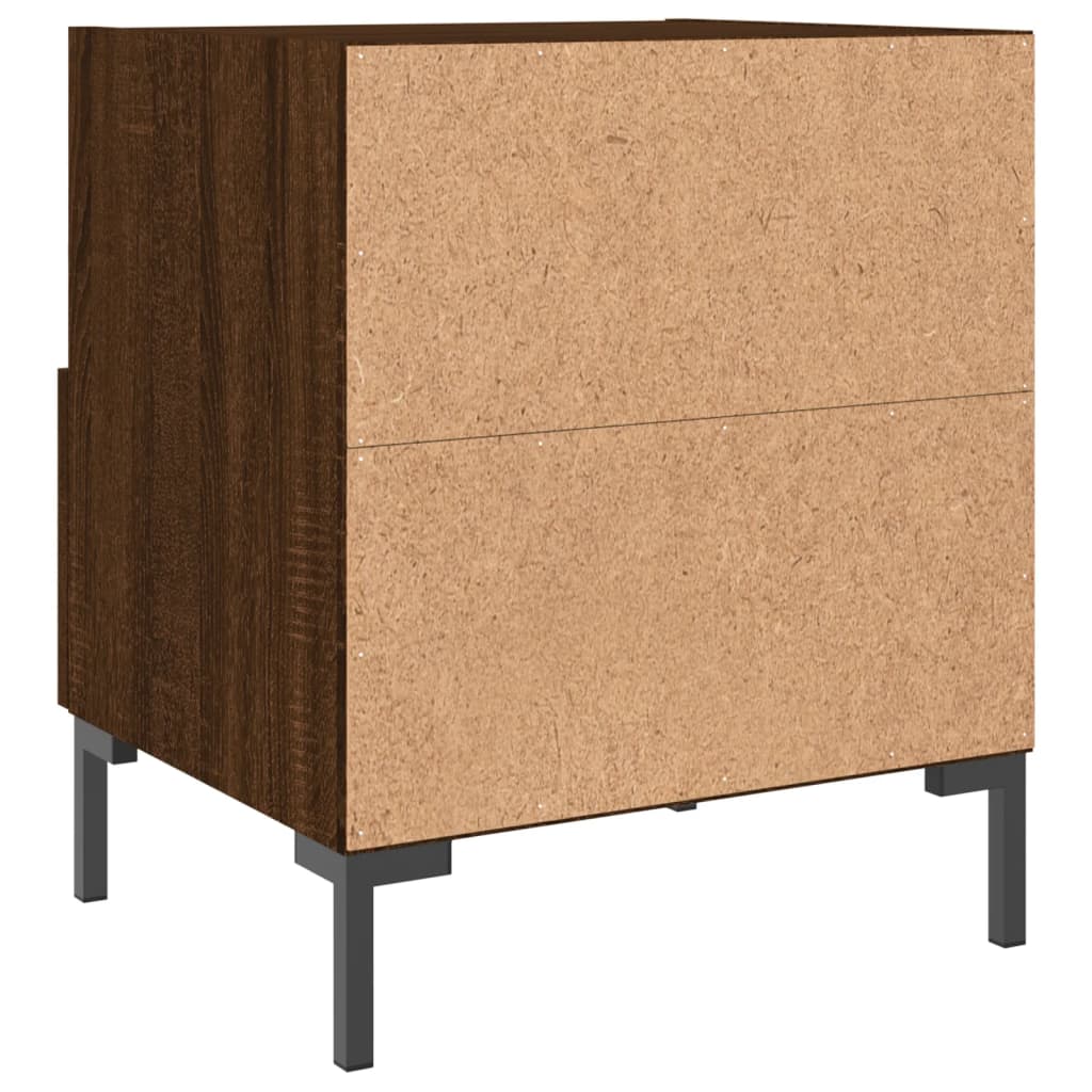Brown Oak Bedside Cabinets Set of 2 - 40x35x47.5 cm Engineered Wood