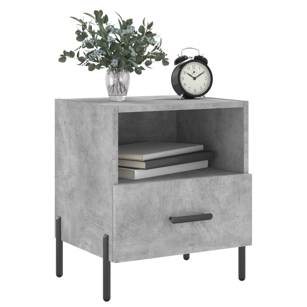 Concrete Grey Bedside Cabinets 2 pcs | Engineered Wood, 40x35x47.5 cm