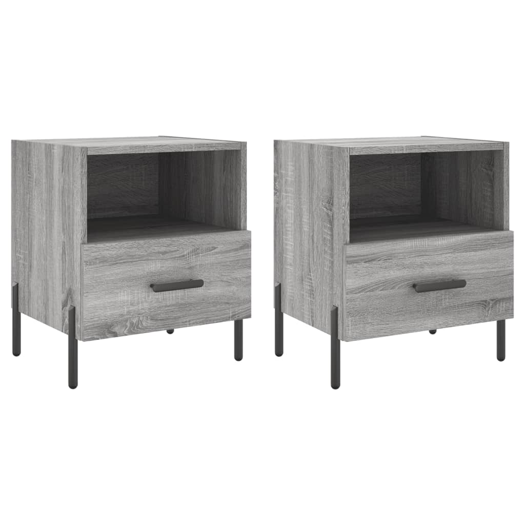 Grey Sonoma Bedside Cabinets - Set of 2, 40x35x47.5 cm, Engineered Wood