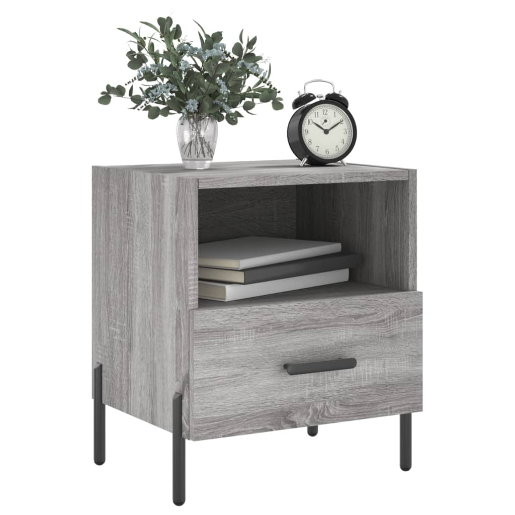 Grey Sonoma Bedside Cabinets - Set of 2, 40x35x47.5 cm, Engineered Wood