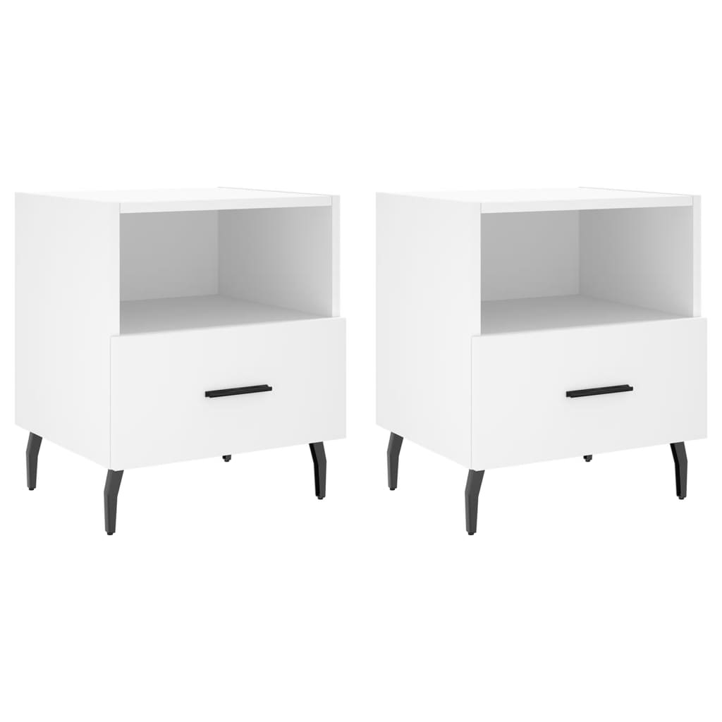 White Engineered Wood Bedside Cabinets - Set of 2 (40x35x47.5 cm)