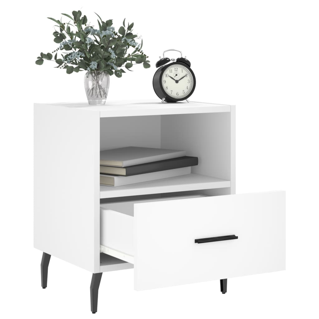 White Engineered Wood Bedside Cabinets - Set of 2 (40x35x47.5 cm)