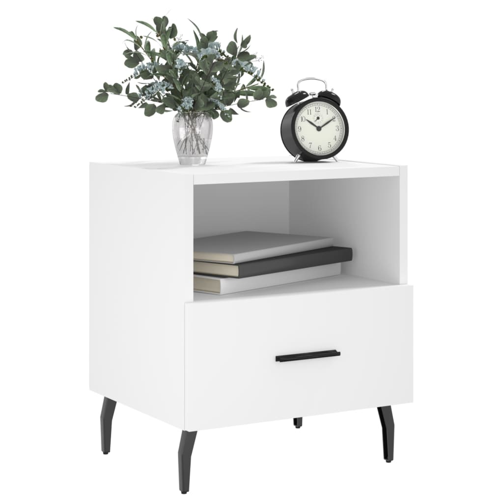 White Engineered Wood Bedside Cabinets - Set of 2 (40x35x47.5 cm)