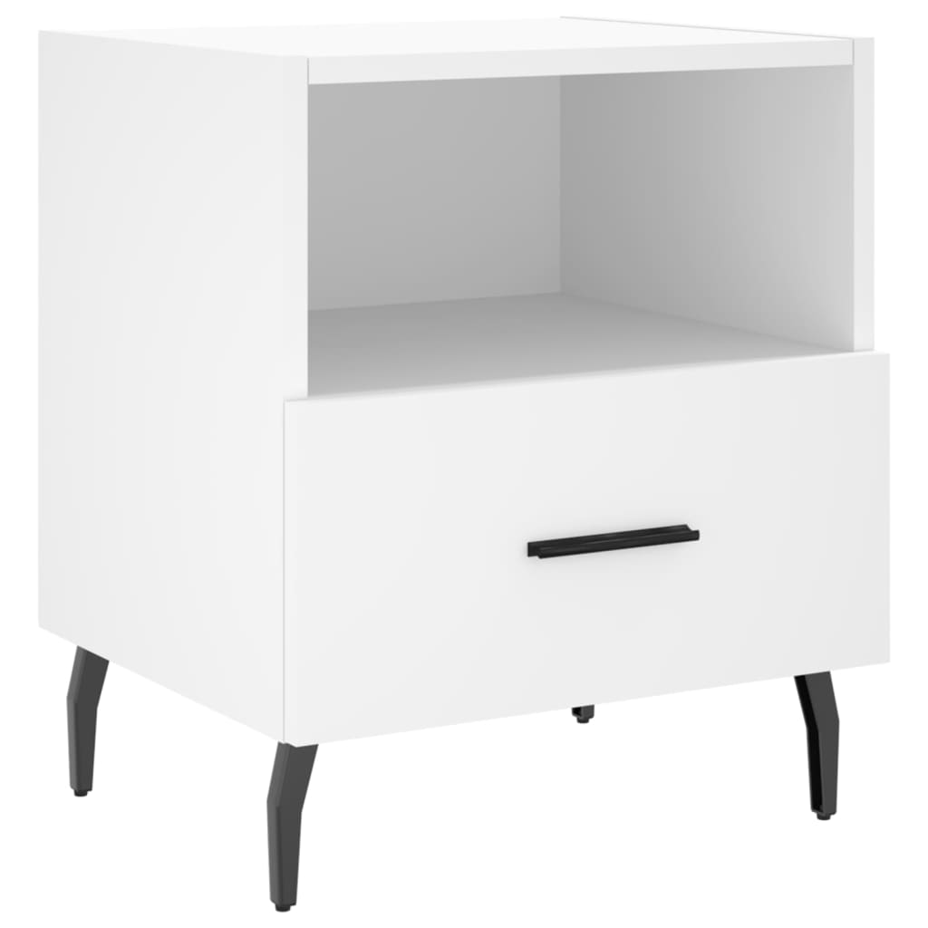 White Engineered Wood Bedside Cabinets - Set of 2 (40x35x47.5 cm)