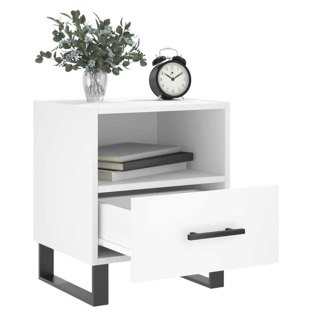 White Engineered Wood Bedside Cabinets, Set of 2 (40x35x47.5 cm)
