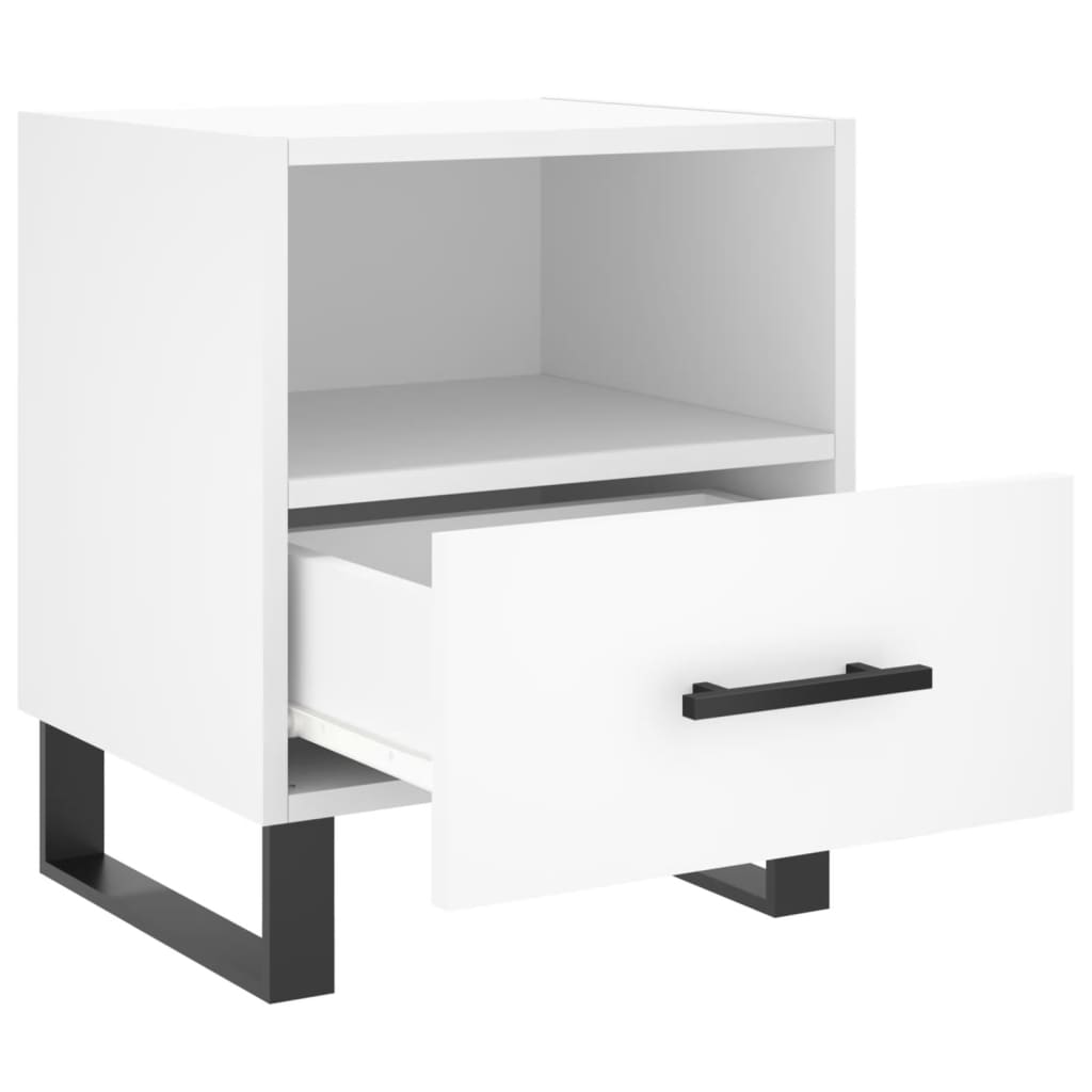 White Engineered Wood Bedside Cabinets, Set of 2 (40x35x47.5 cm)