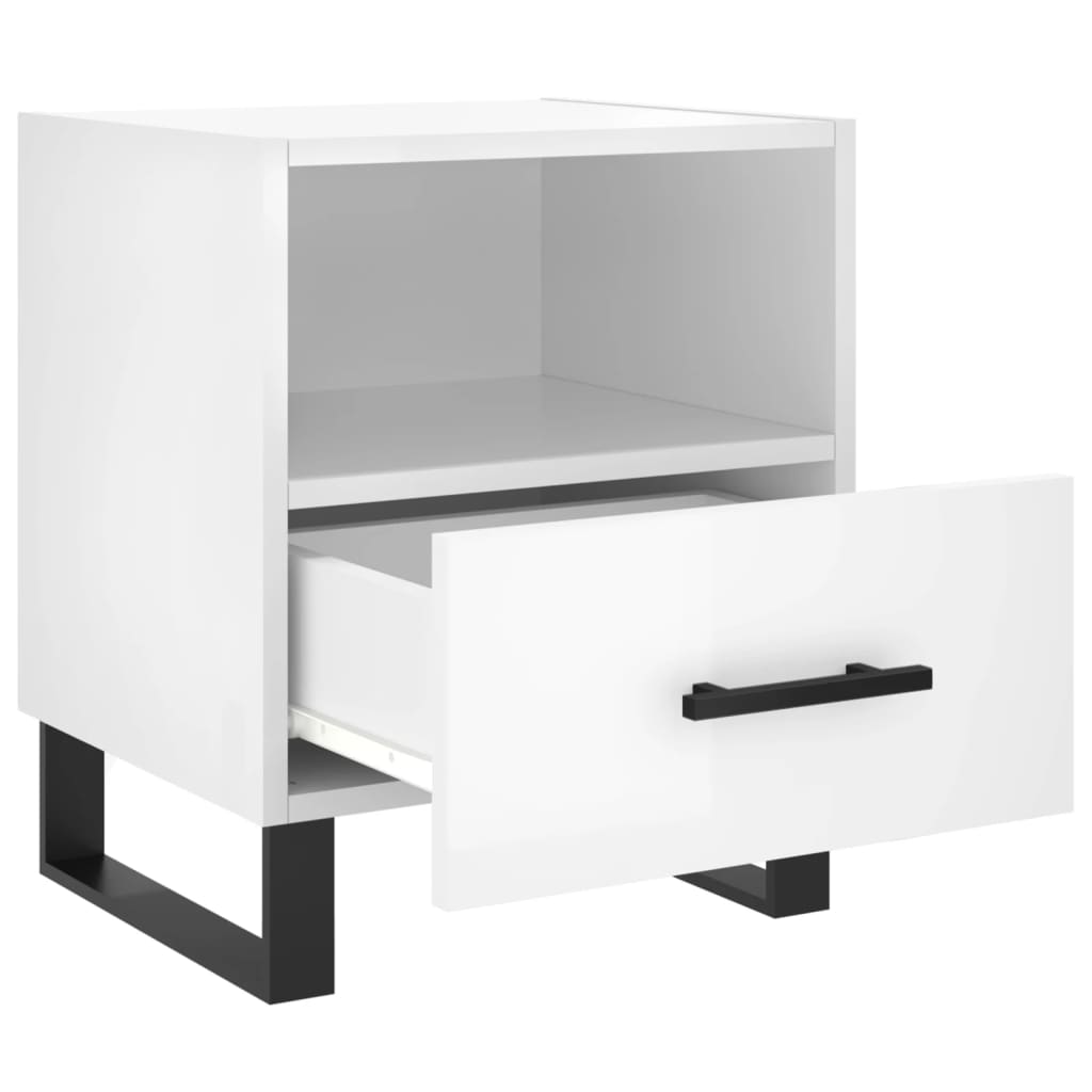 High Gloss White Bedside Cabinets Set, 2 pcs, 40x35x47.5 cm Wood