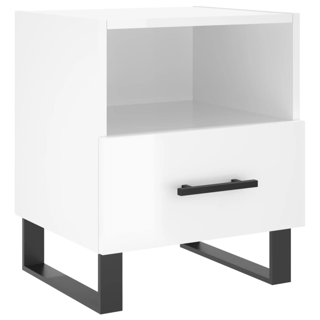 High Gloss White Bedside Cabinets Set, 2 pcs, 40x35x47.5 cm Wood