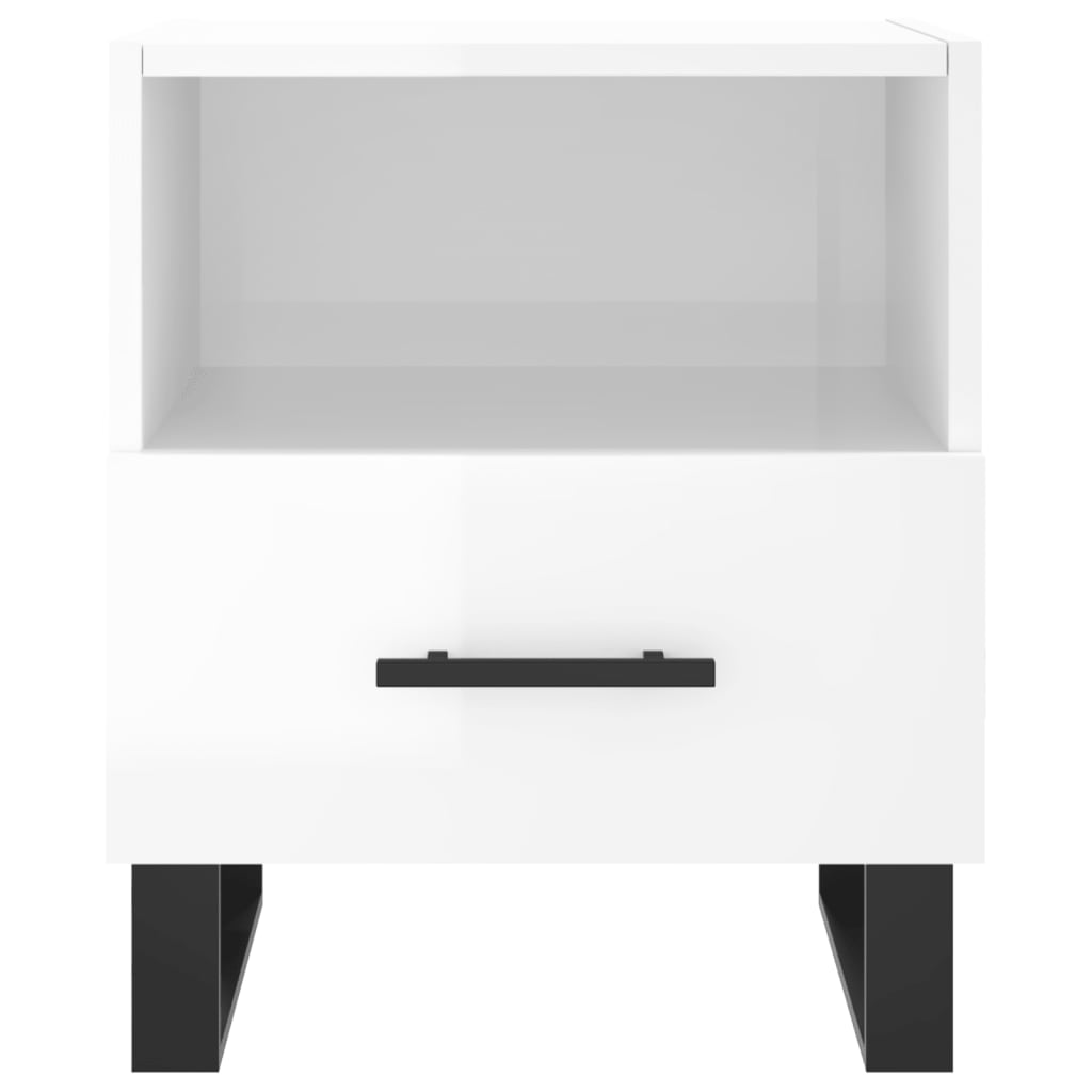 High Gloss White Bedside Cabinets Set, 2 pcs, 40x35x47.5 cm Wood