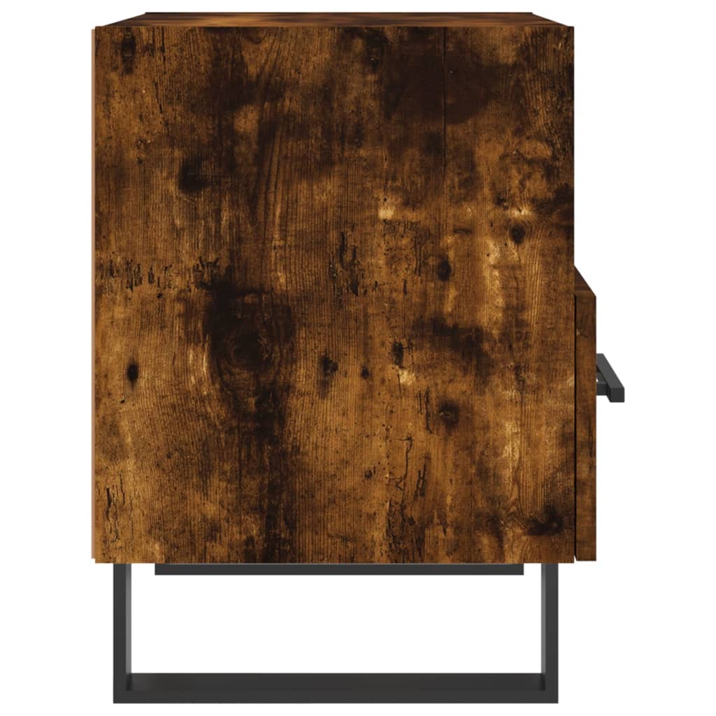 Set of 2 Smoked Oak Bedside Cabinets, Engineered Wood, 40x35x47.5cm
