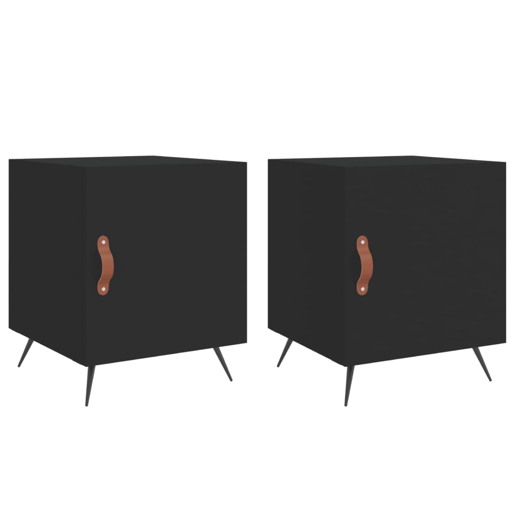 Set of 2 Black Bedside Cabinets, Engineered Wood, 40x40x50 cm
