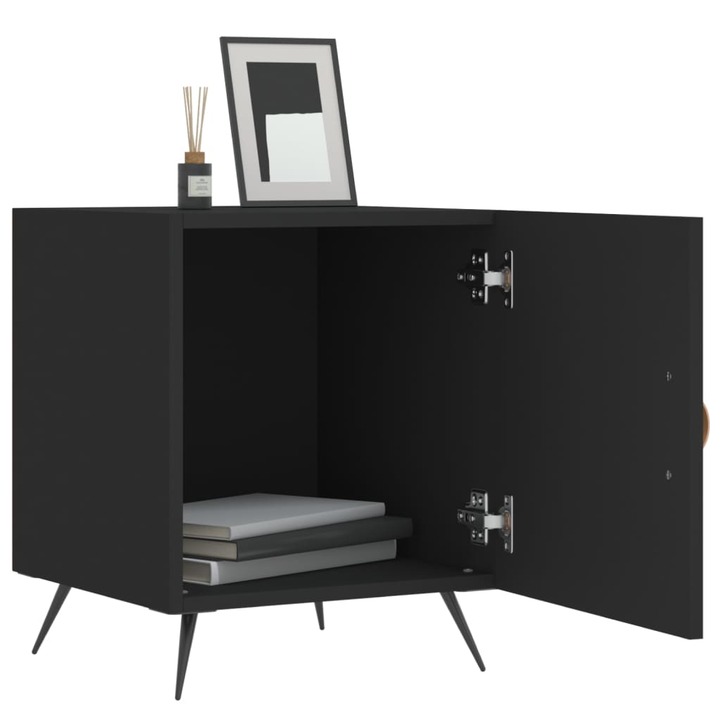 Set of 2 Black Bedside Cabinets, Engineered Wood, 40x40x50 cm