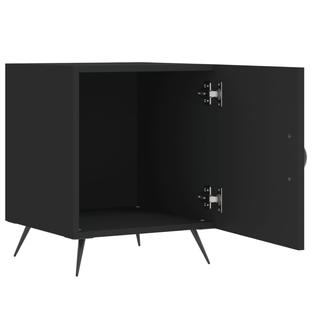 Set of 2 Black Bedside Cabinets, Engineered Wood, 40x40x50 cm