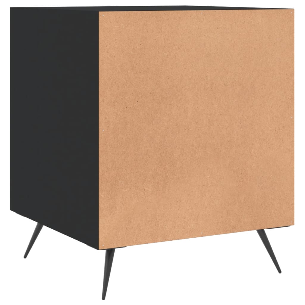 Set of 2 Black Bedside Cabinets, Engineered Wood, 40x40x50 cm